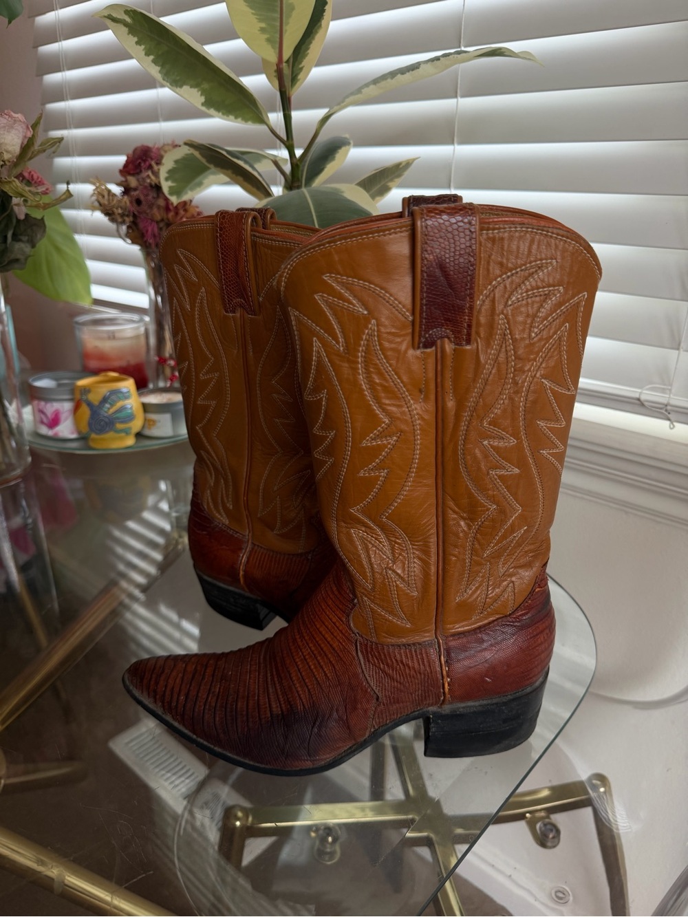 Justin Boots Two-Tone Lizard Skin Cowboy boot